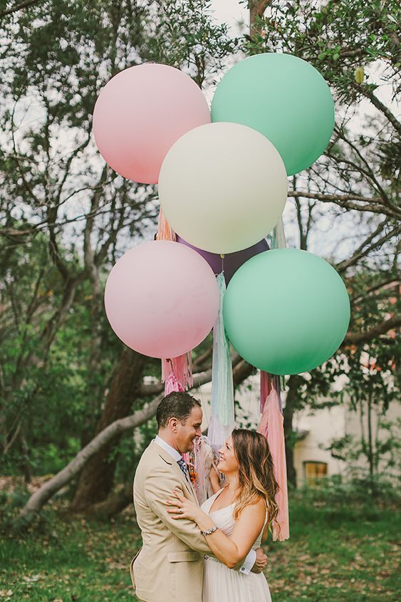 Photo set decorated with balloons