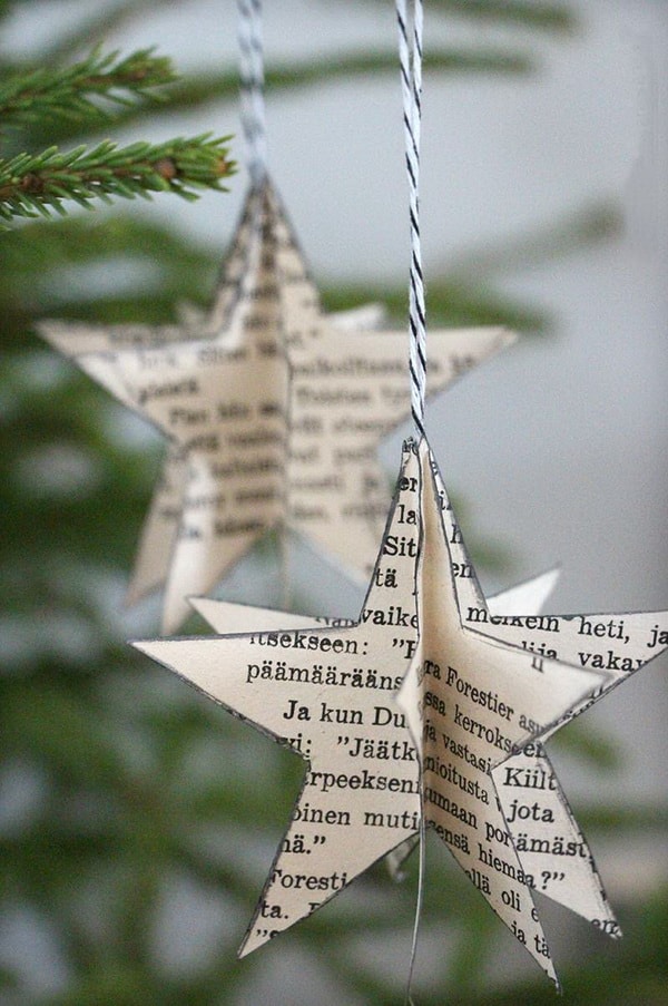Christmas decorations with magazine paper