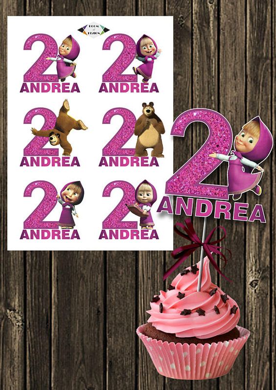 Personalized labels of candy bar masha and the bear