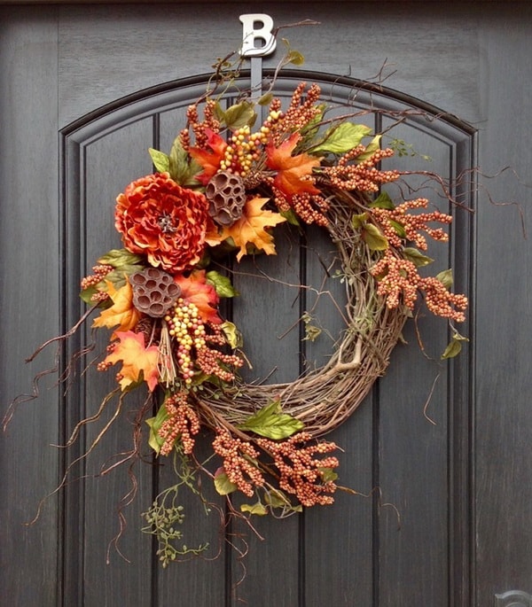 Christmas wreaths with branches and flowers