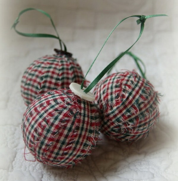 Christmas balls lined in fabric