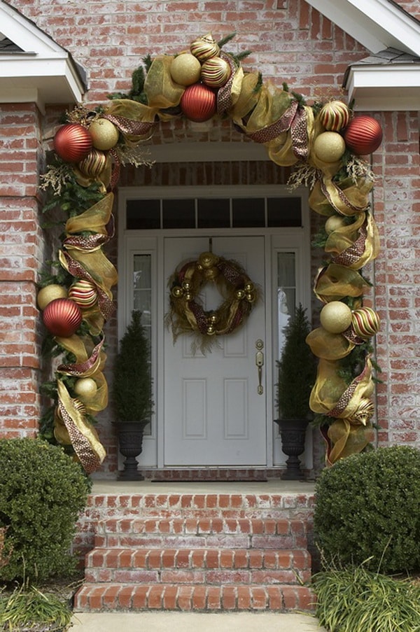 Christmas doors with coloured balls