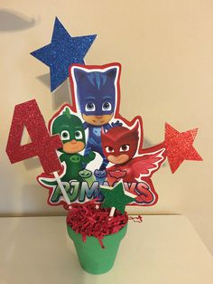 centerpieces for party heroes in pajamas
