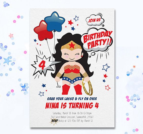 Wonder Woman Invitations