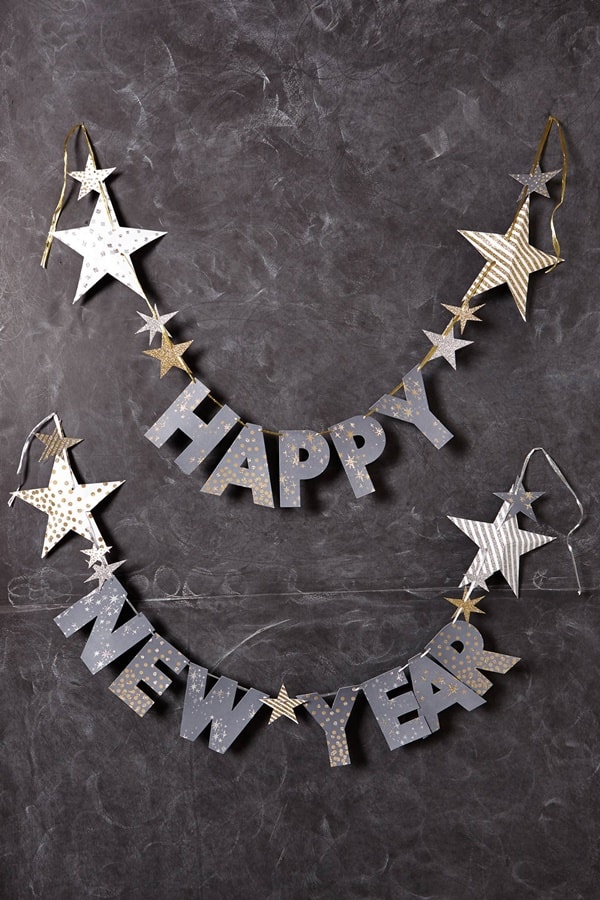 New Year's Eve decorations with letters