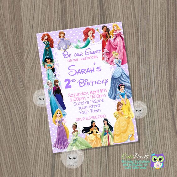 Disney Princess Theme Invitations