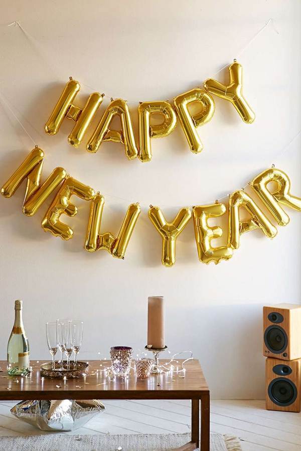 New Year's decoration with inflatable letters