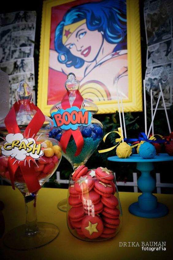 Dessert tables for Wonder Woman Theme Party