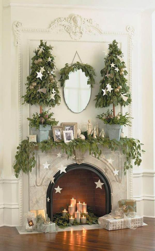 Decorated fireplace for Christmas