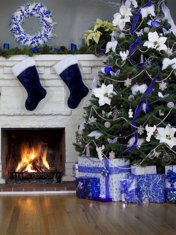 Christmas in blue, white and green