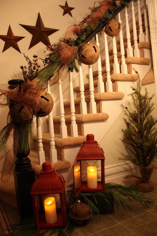 Decorated staircase for Christmas