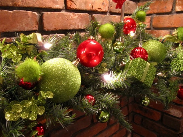 Christmas arrangement in red and green