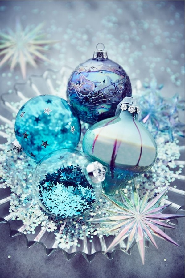 Christmas balls with cosmic motifs
