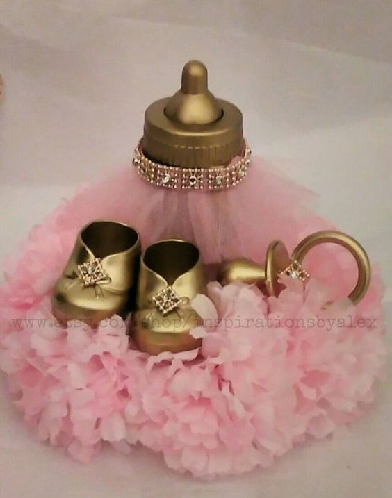 Metal table centres for baby shower