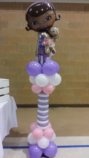 Balloon pillars for Dr. Toys' birthday