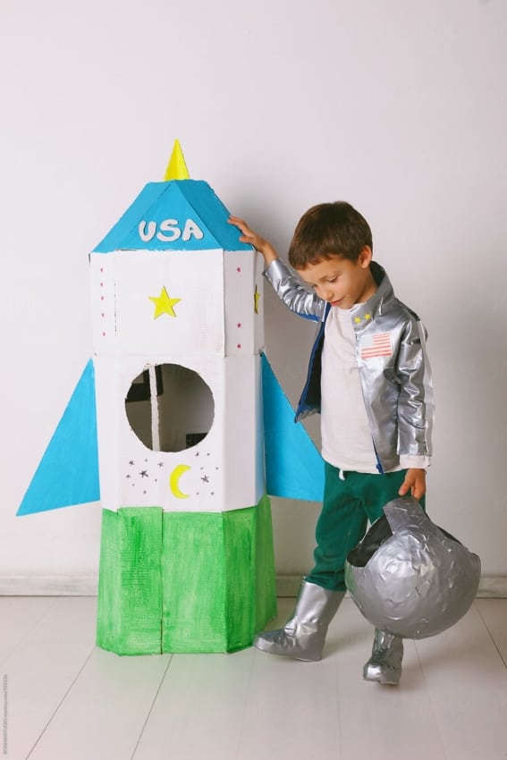 children's astronaut costume with rocket