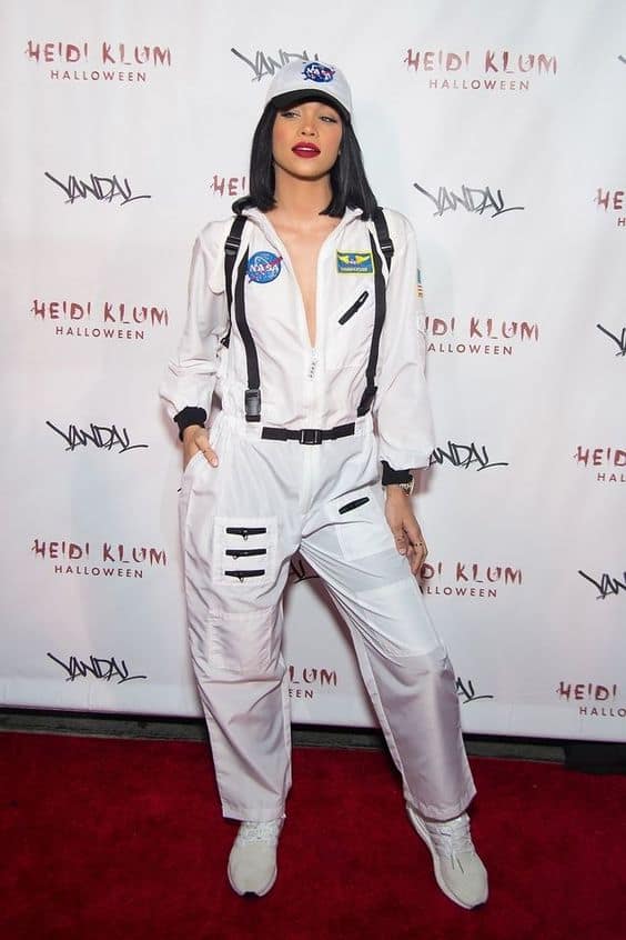 female astronaut costume with white coveralls