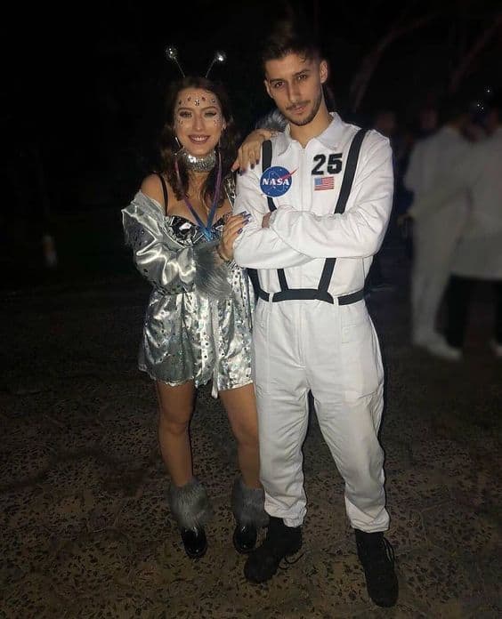 male astronaut costume with white coveralls