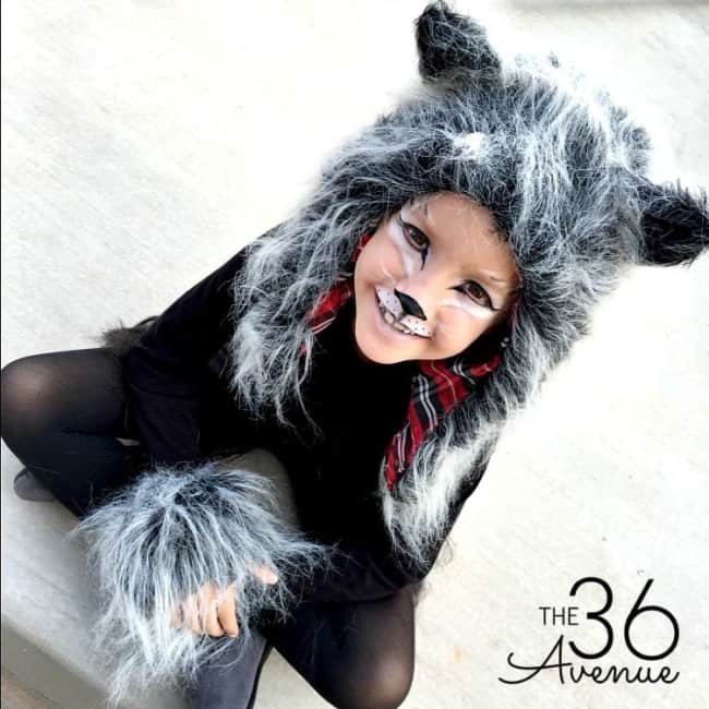 child wolf costume with makeup