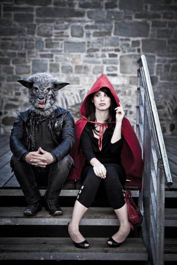 couple costume big wolf and little red riding hood