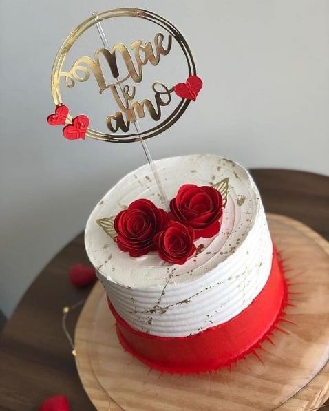 Mother's Day cake topper with paper roses