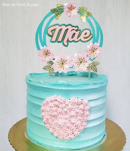 pink and blue mothers day cake with floral top