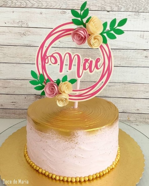 cake decorated with mothers day top with flowers