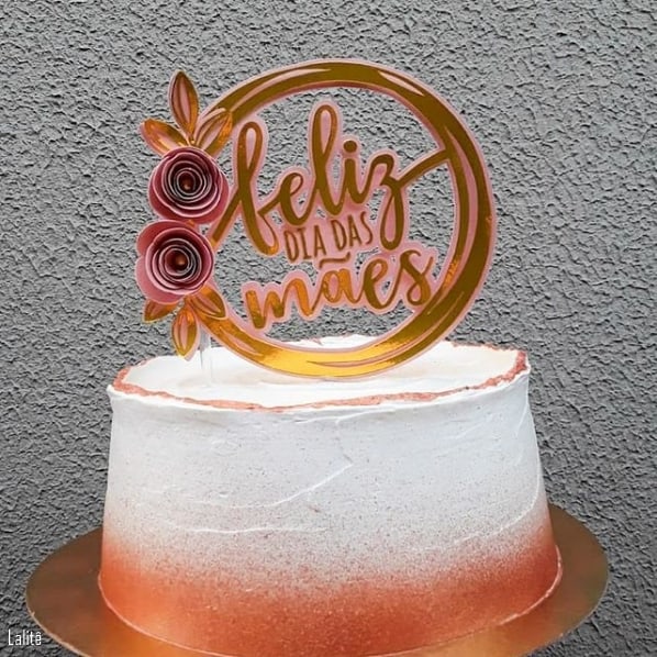 rose gold cake with floral mothers day top