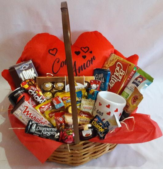 Surprise for girlfriend: basket of sweets