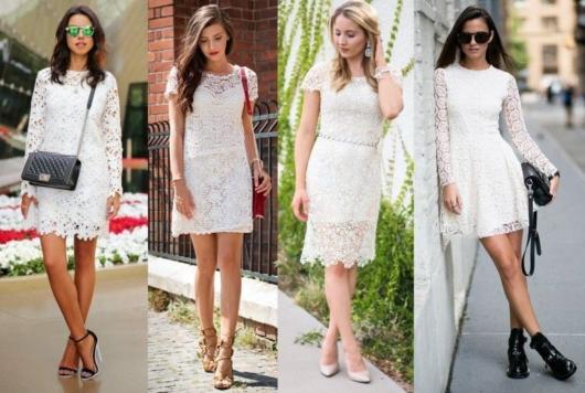   Lace party dress: Short with white color