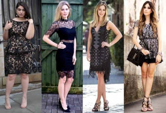   Lace Party Dress: Black Short