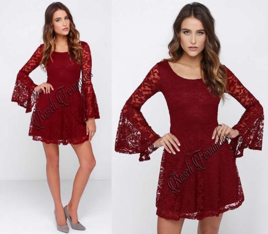   Lace party dress: Short red
