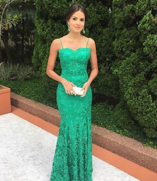 Lace party dress: Long green
