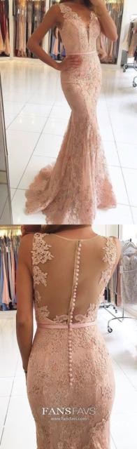 Lace party dress: Long nude