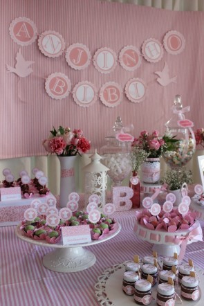 Women's Christening Decoration: Pink and White