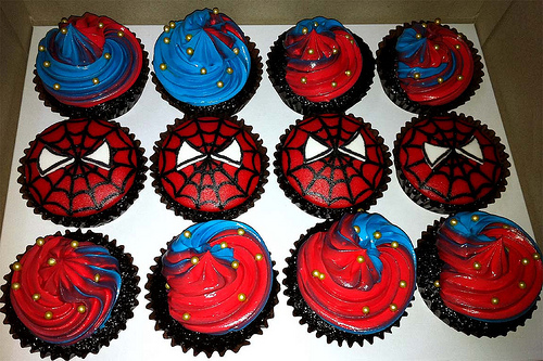 There are several references the hero to decorate his cupcake