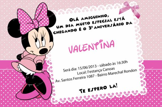 Invitation with Provencal details of pink Minnie