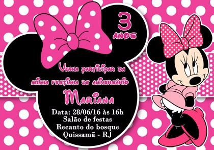 Minnie mouse pink birthday invitation