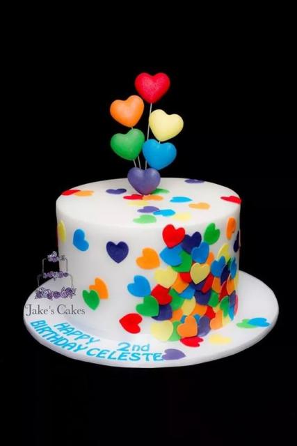 American Paste Heart Cake: With Colorful Hearts 