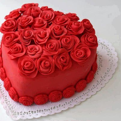 Heart Cake: Red with Whipped Cream