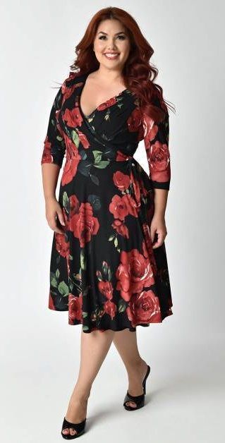 Midi party dress: Plus size floral