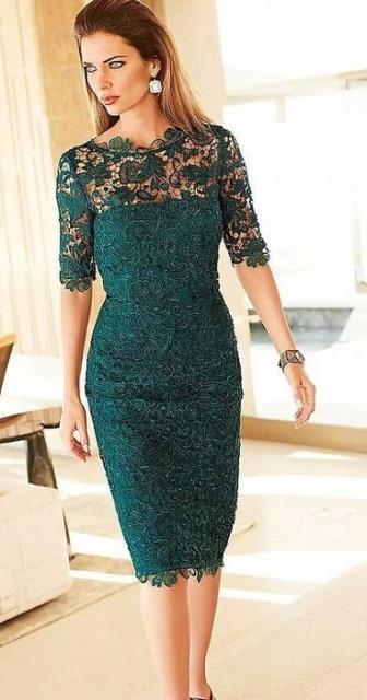 Midi party dress: With green lace