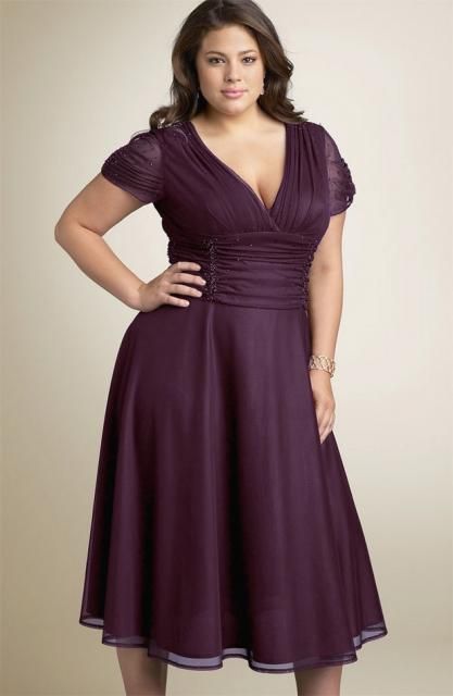 Midi party dress: Plus size purple
