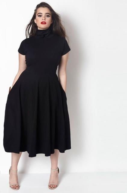 Midi party dress: Plus size black