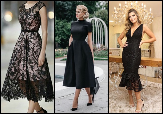 Midi Party Dress: Black Models