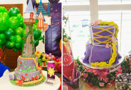 Two options of Rapunzel and Rolled American Pastry Cakes