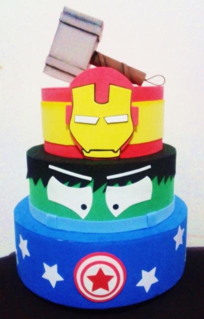 Captain America, Hulk and Iron Man fake cake 