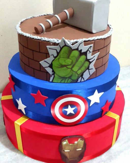 Each floor of the fake Avengers cake can refer to a character