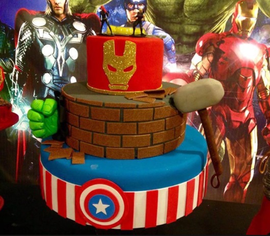 Suggestion of fake Avengers cake for party