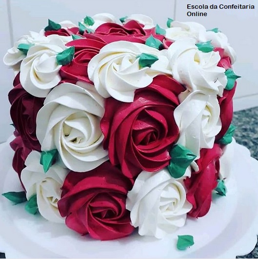 white and red cake